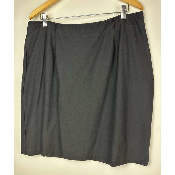 Eileen Fisher Stretch Crepe Straight Mini Skirt Black Size XL Office Minimalist - Picture 2 of 9